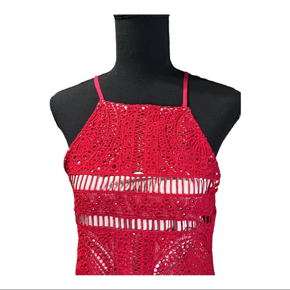 Like New! Beautiful Francesca's Collection Red Crochet Dress Size XS SKU: 4G351 - Picture 3 of 8